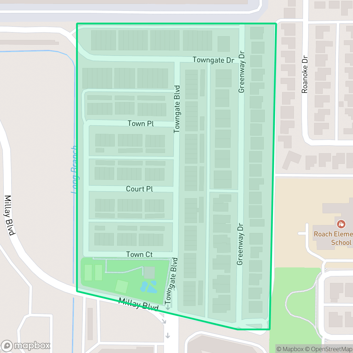 Map showing the location of Towngate, Garland, TX