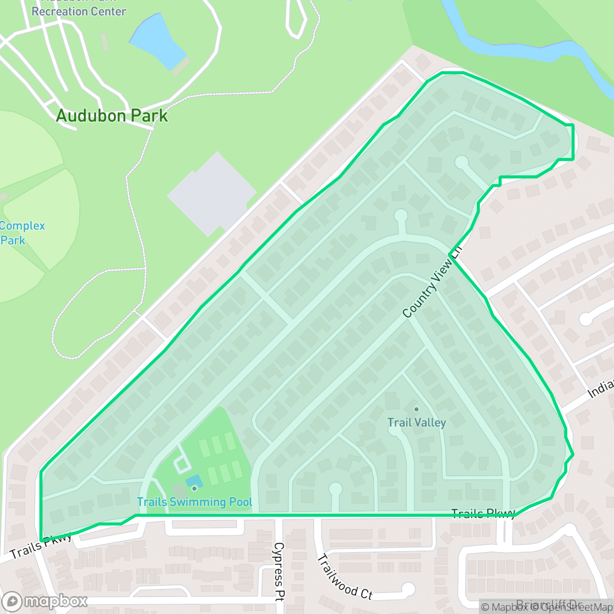 Map showing the location of Trails, Garland, TX
