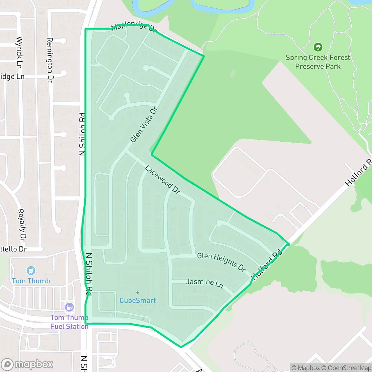 Map showing the location of Wood Glen, Garland, TX