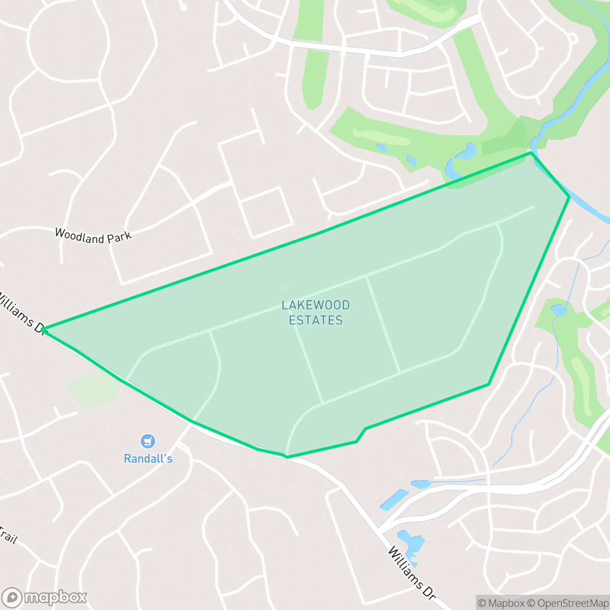 Map showing the location of Lakewood Estates, Georgetown, TX
