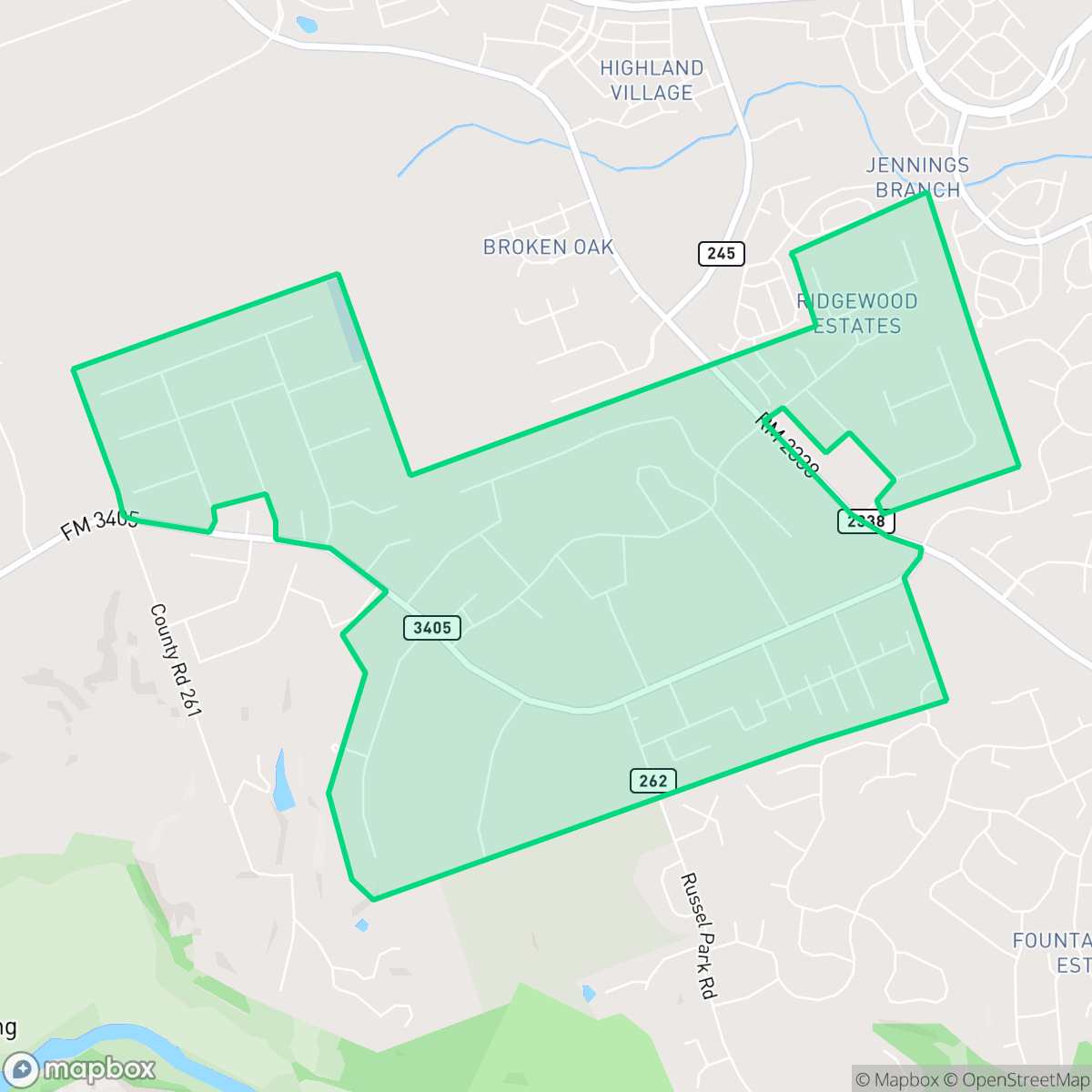 Map showing the location of North Lake Land, Georgetown, TX