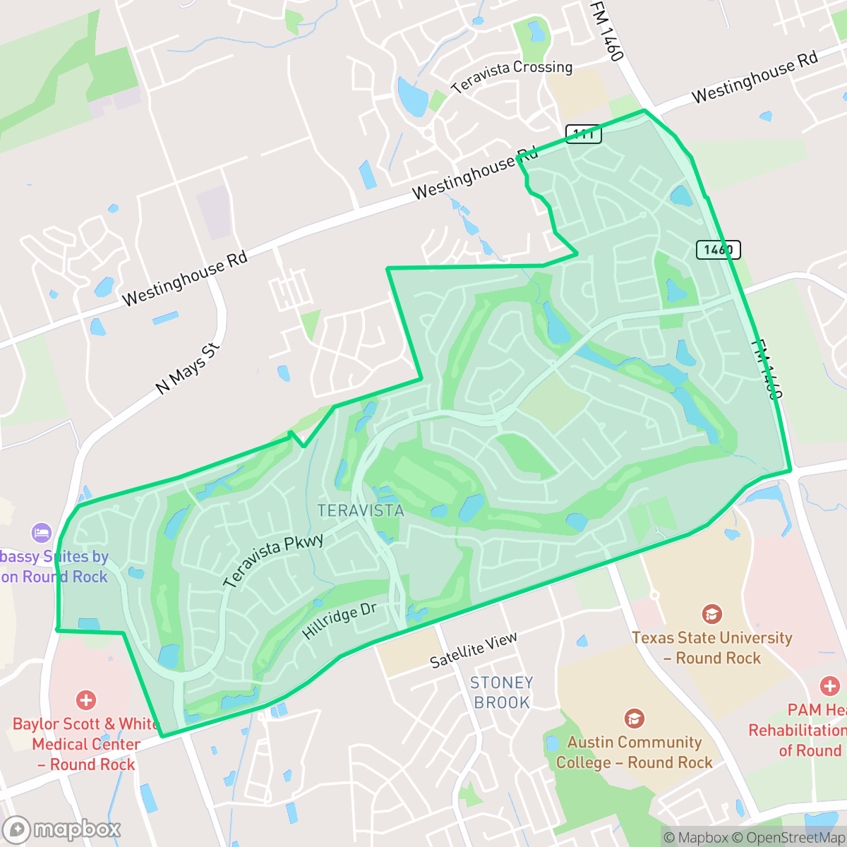 Map showing the location of Terravista, Georgetown, TX