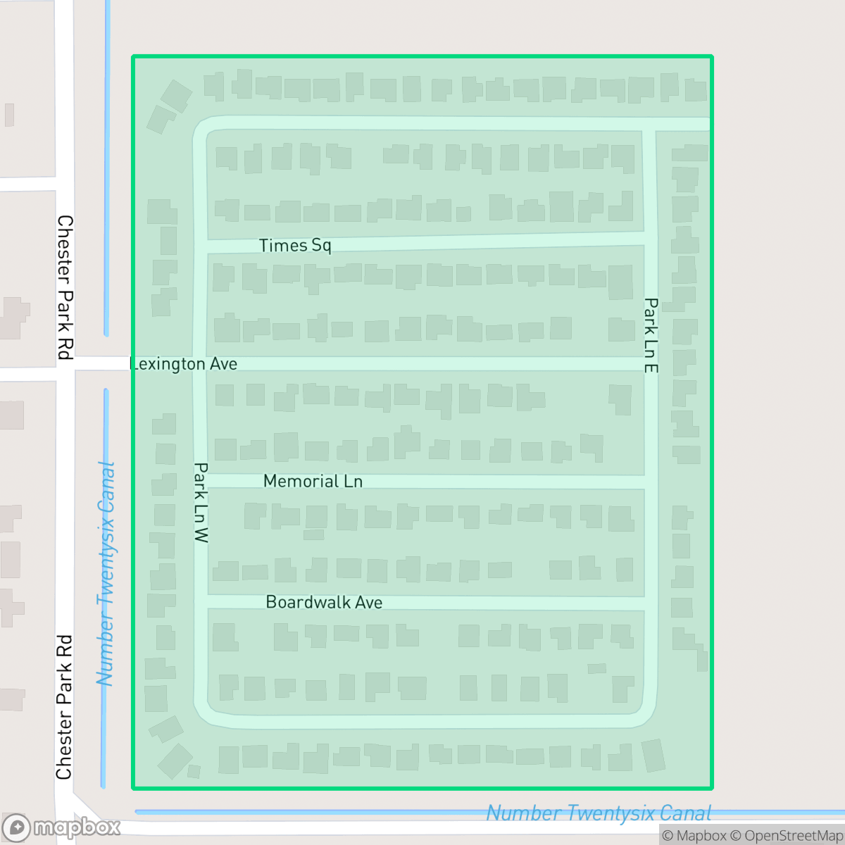 Map showing the location of Park Meadows, Harlingen, TX