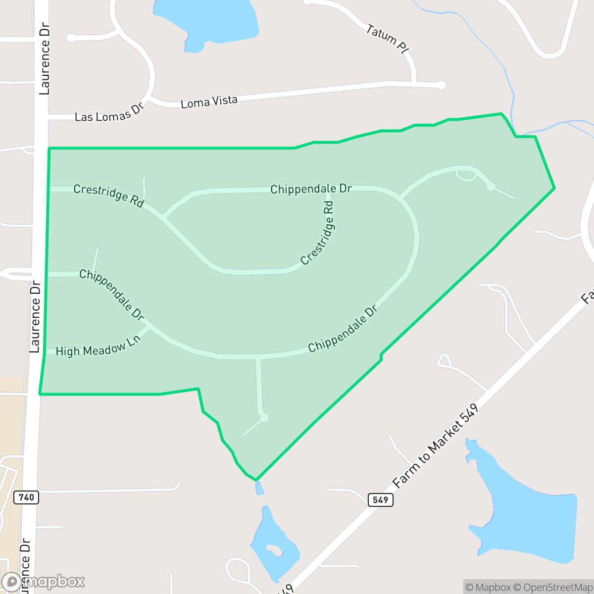 Map showing the location of Crestridge Meadows, Heath, TX