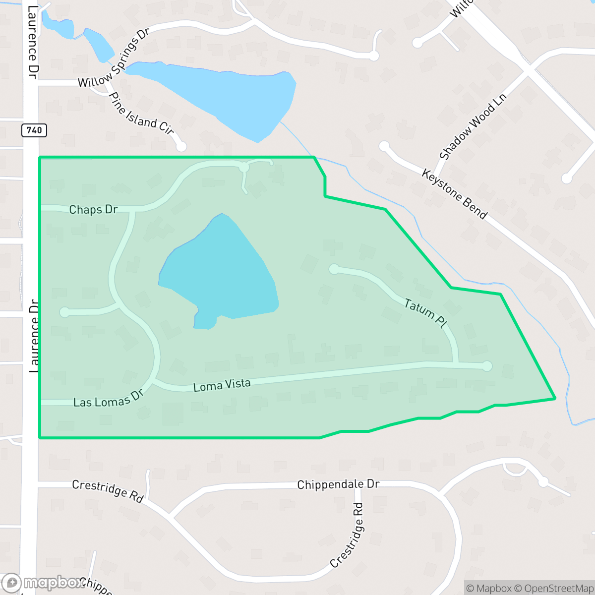 Map showing the location of Las Lomas, Heath, TX