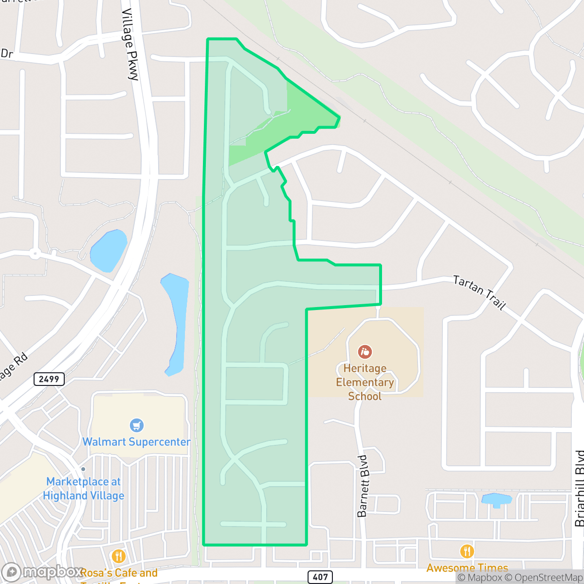 Map showing the location of Briarhill III, Highland Village, TX