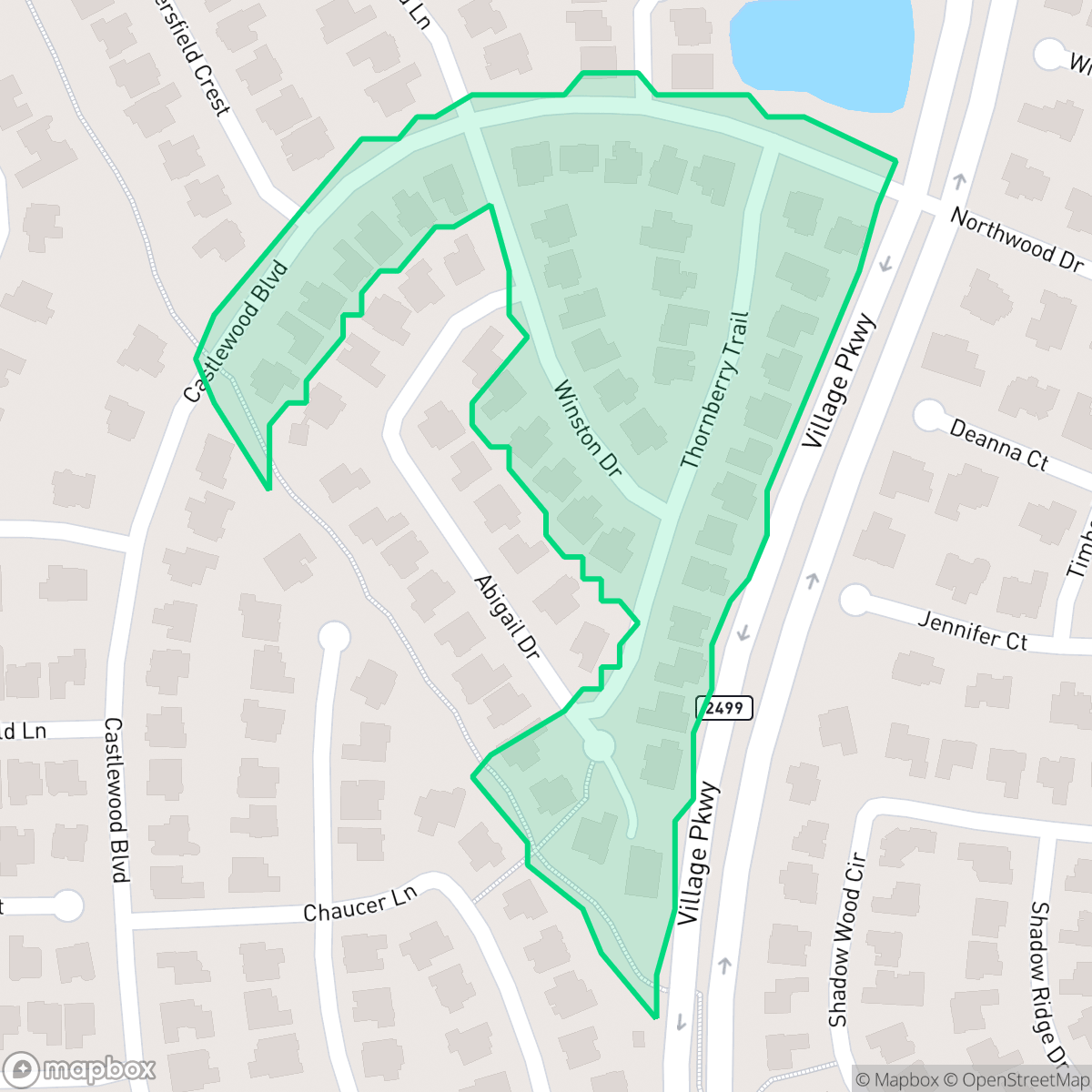 Map showing the location of Castlewood Section III-II-A, Highland Village, TX