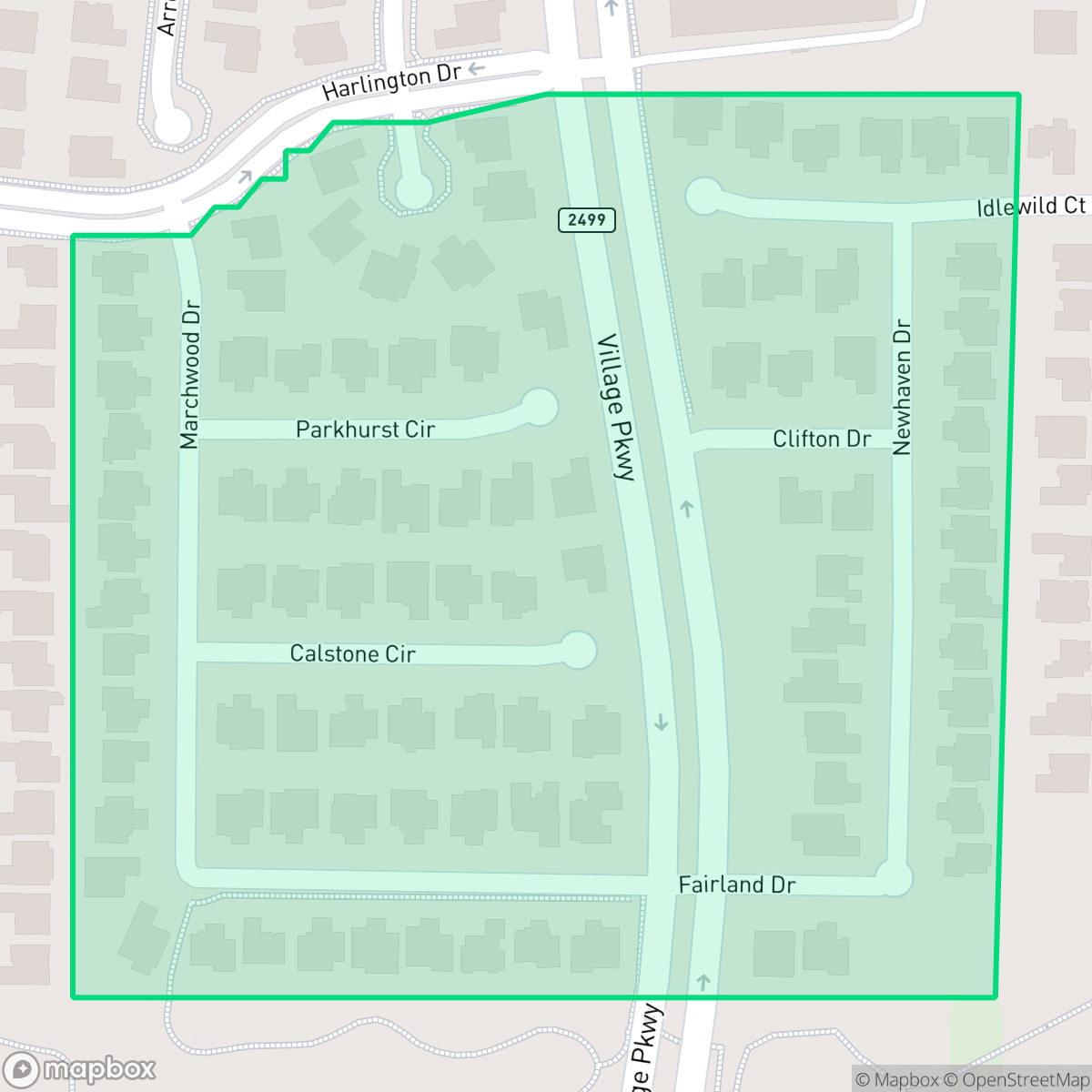 Map showing the location of Chapel Hill Phase I, Highland Village, TX