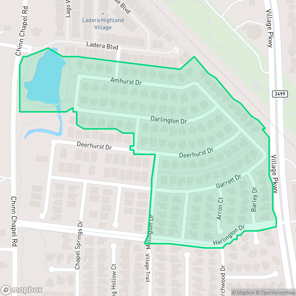 Map showing the location of Chapel Hill Phase II, Highland Village, TX