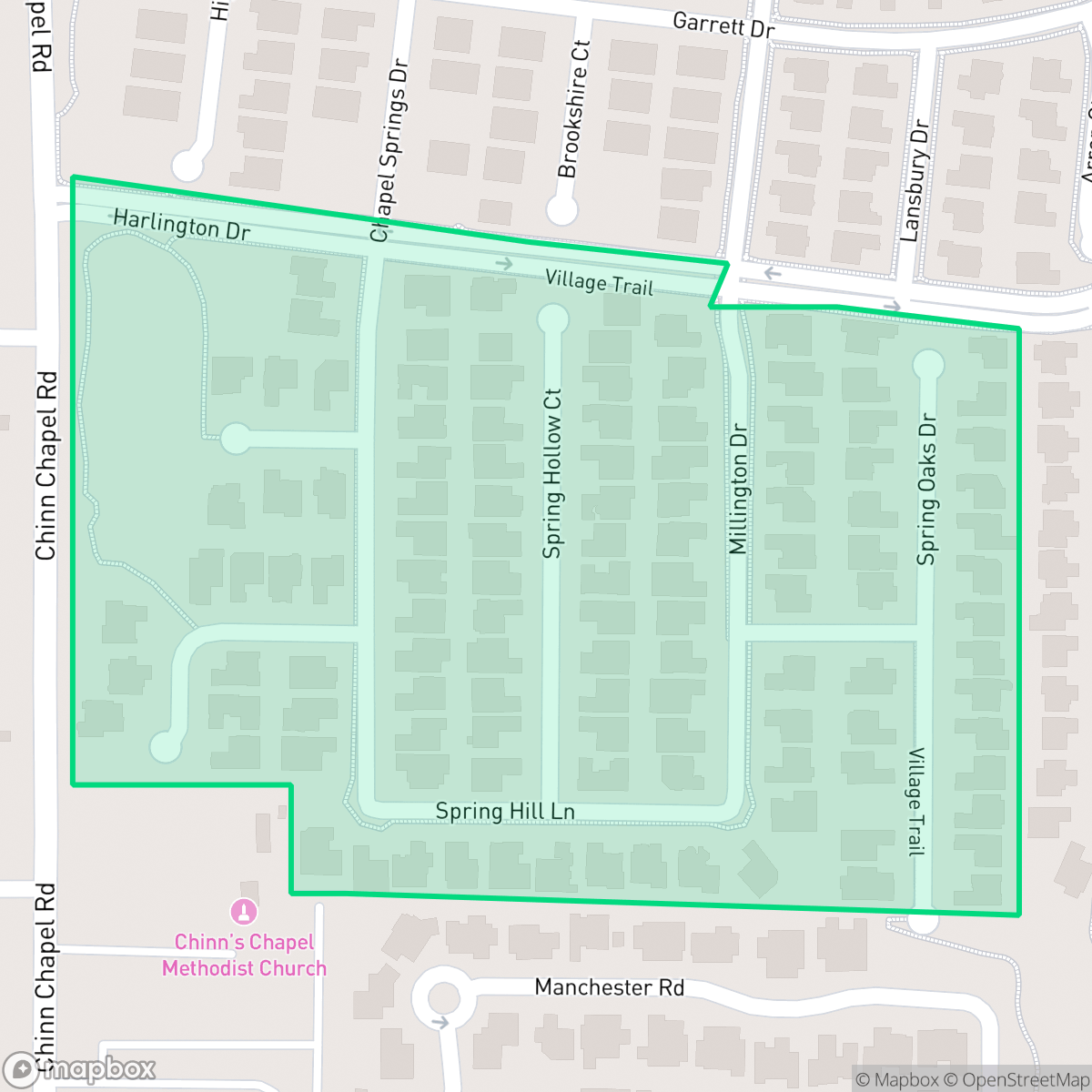 Map showing the location of Chapel Springs Estates, Highland Village, TX