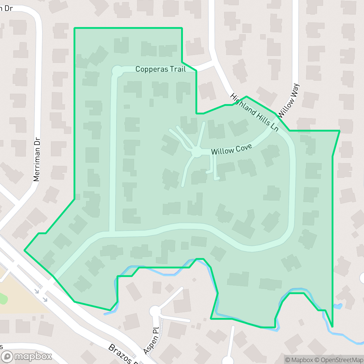 Map showing the location of Highland Hills V, Highland Village, TX