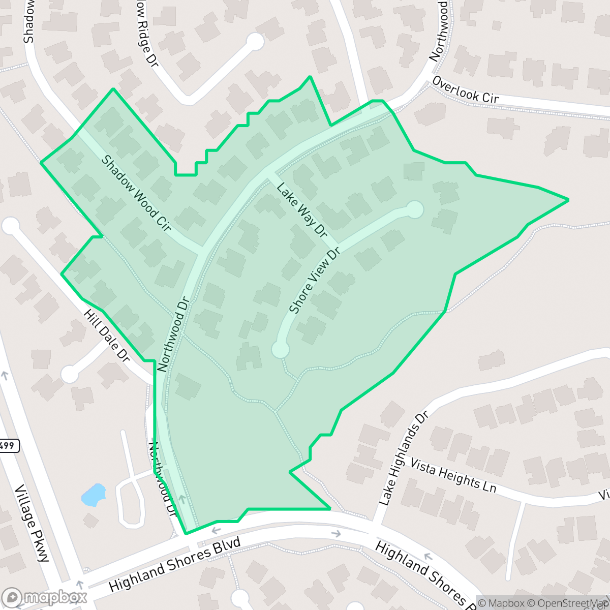 Map showing the location of Highland Shores 11-C, Highland Village, TX