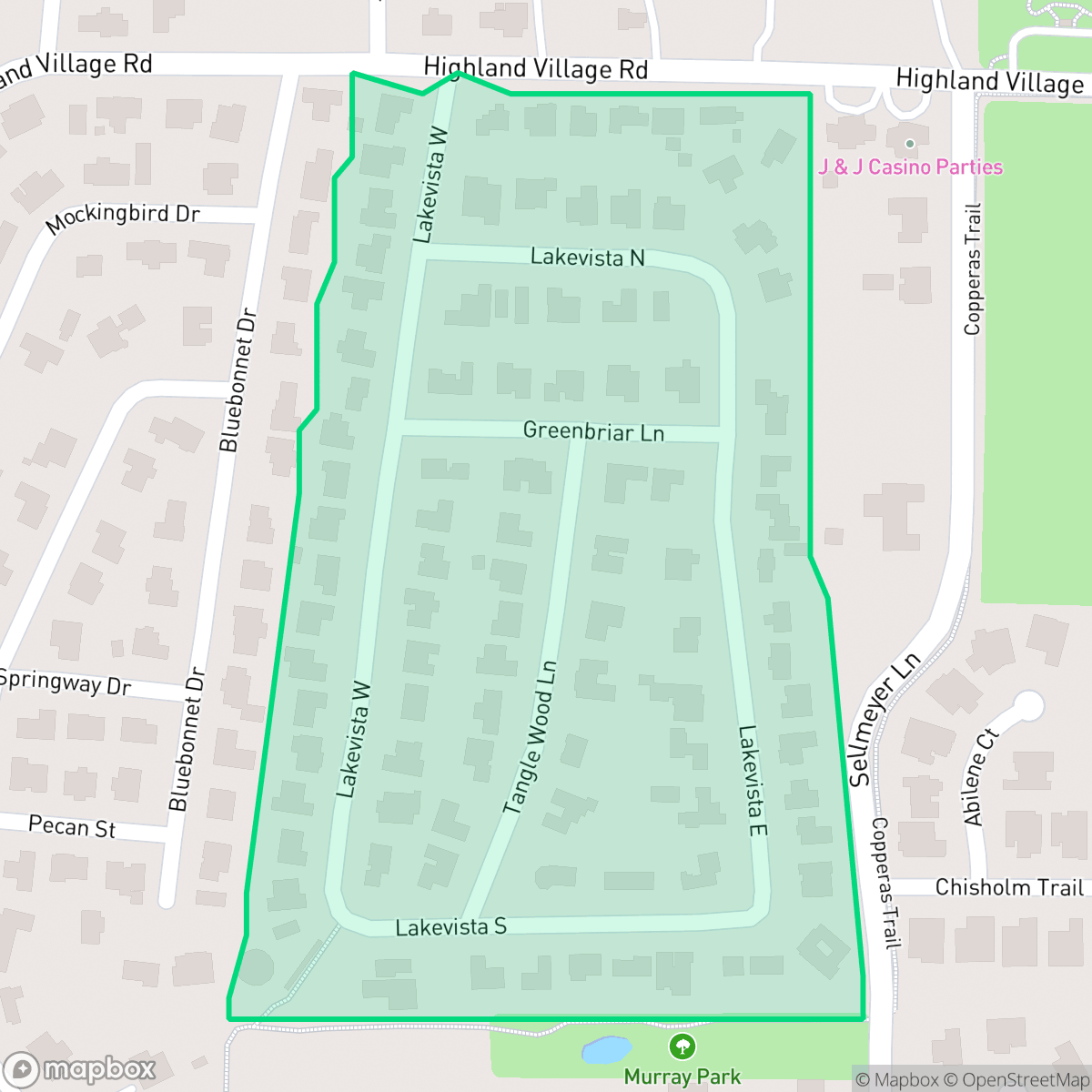 Map showing the location of Lake Vista, Highland Village, TX
