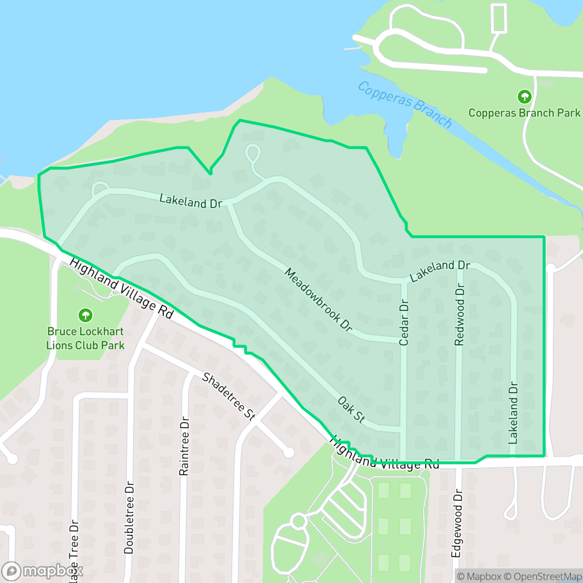Map showing the location of Lakewood Estates, Highland Village, TX