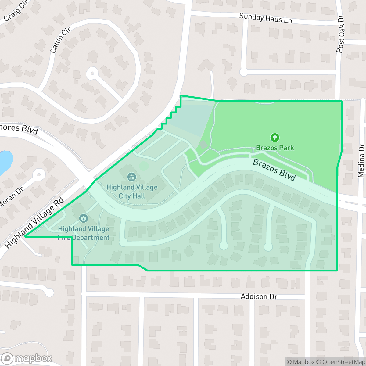Map showing the location of The Oaks, Highland Village, TX
