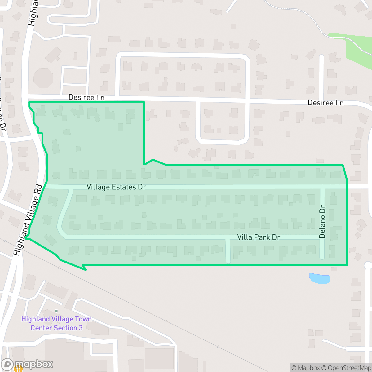 Map showing the location of Village Estates I, Highland Village, TX