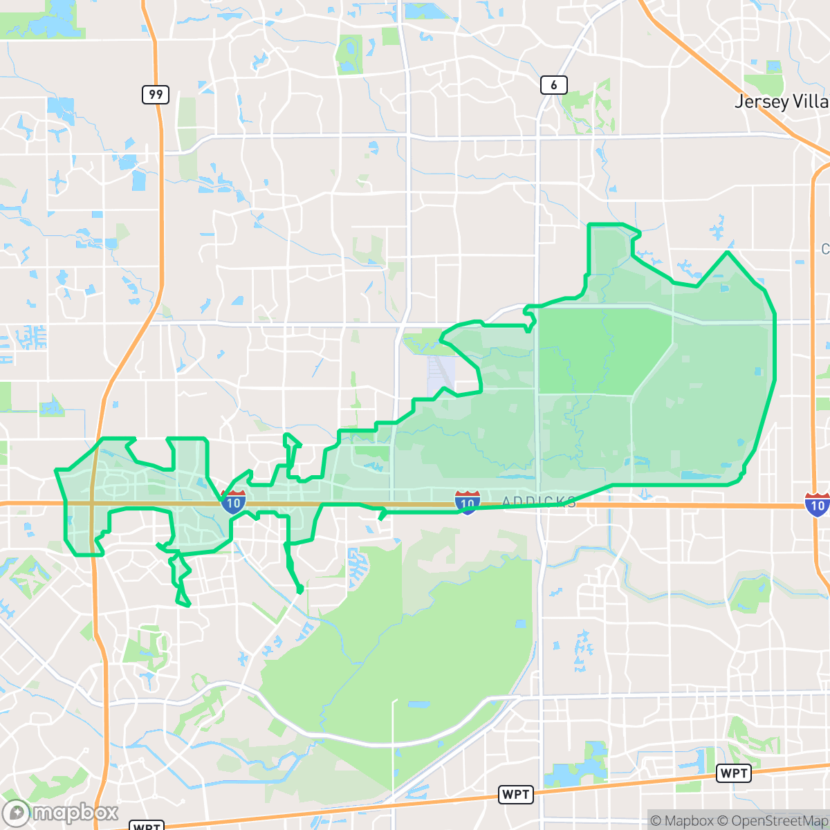 Map showing the location of Addicks Park Ten, Houston, TX