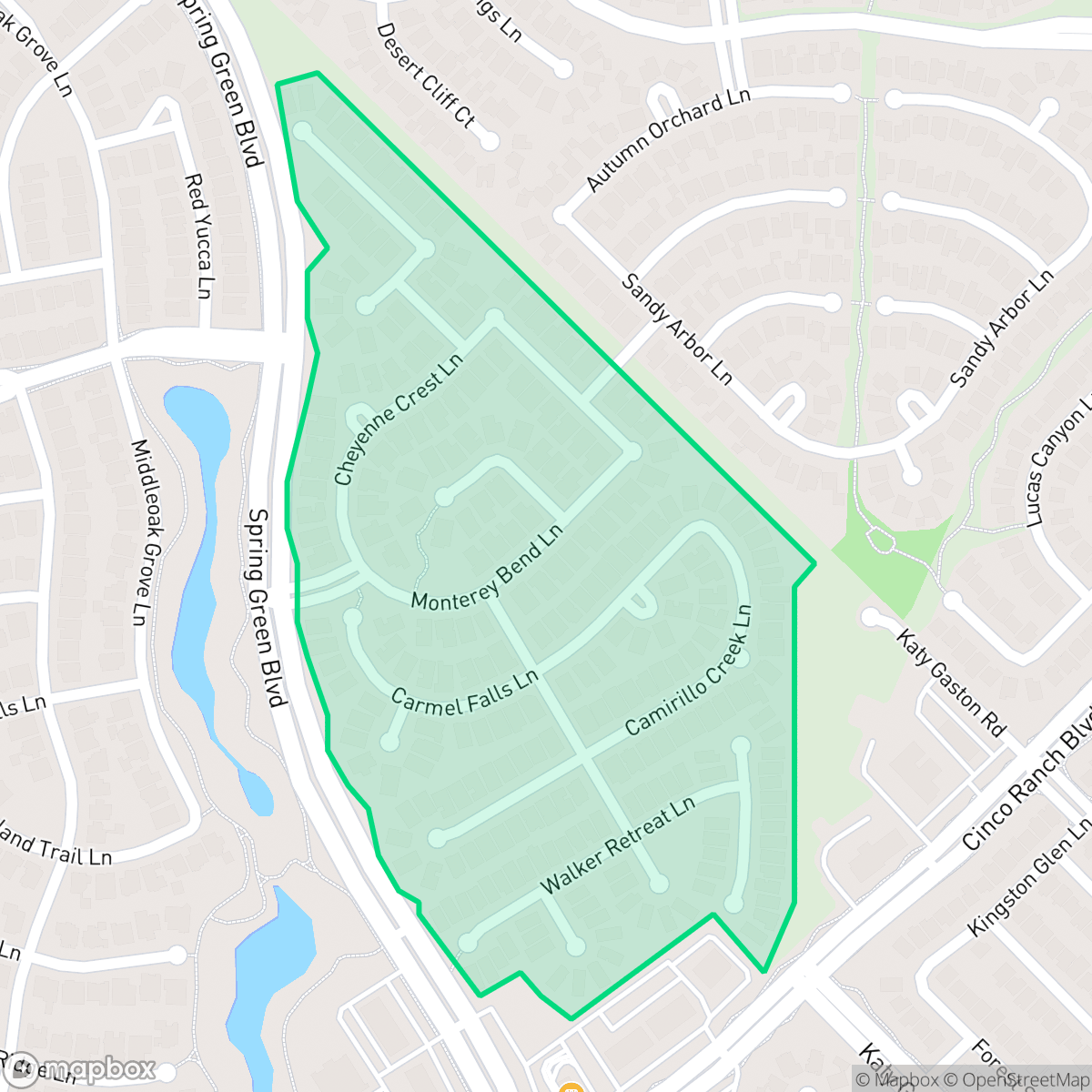 Map showing the location of Ashfield Gardens, Houston, TX
