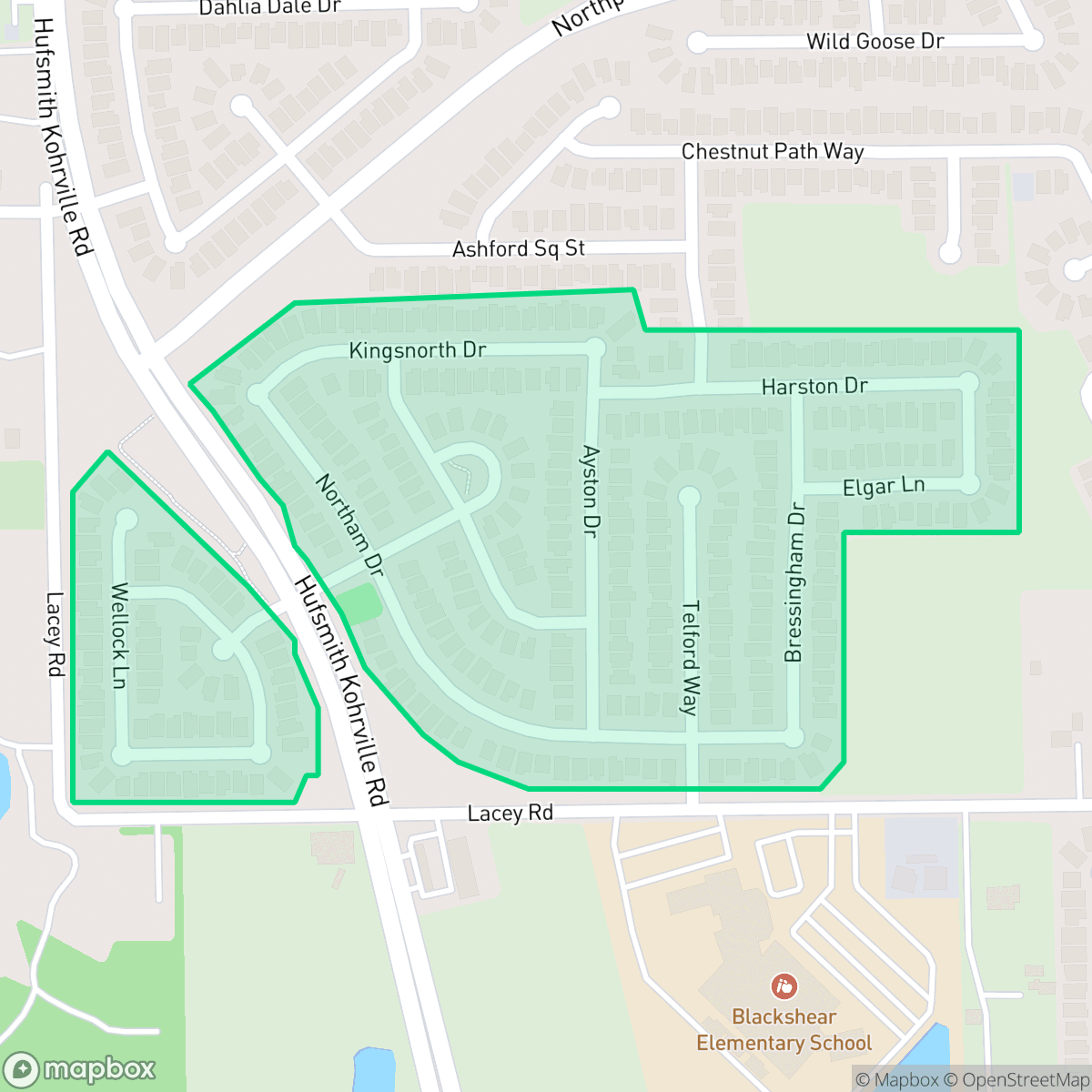 Map showing the location of Ashford Place, Houston, TX