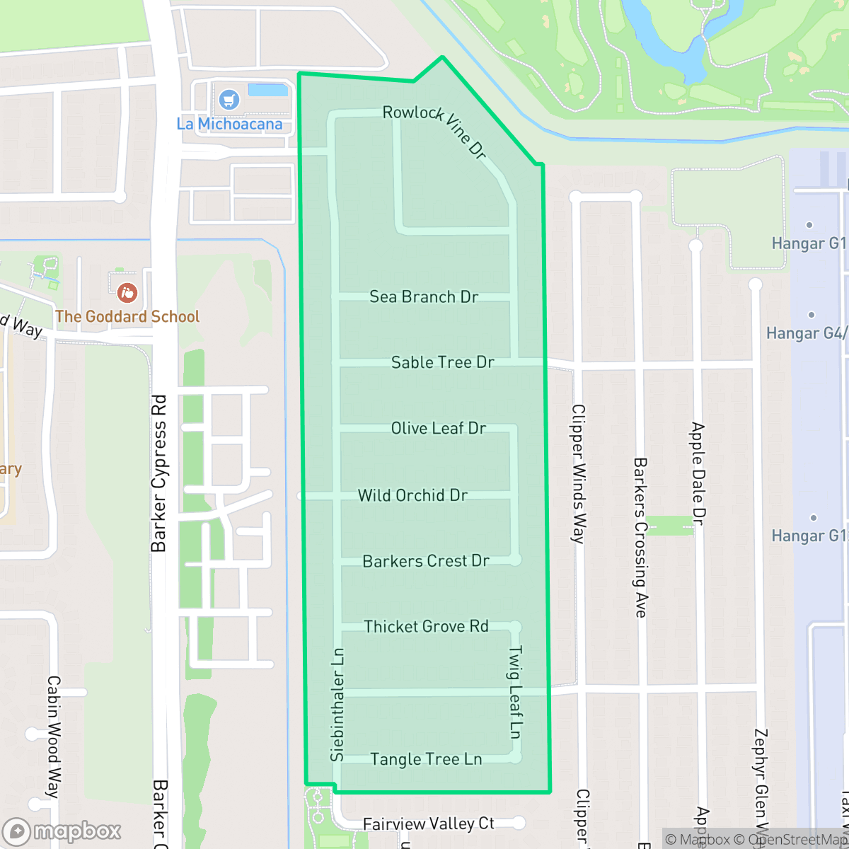 Map showing the location of Barkers Branch, Houston, TX