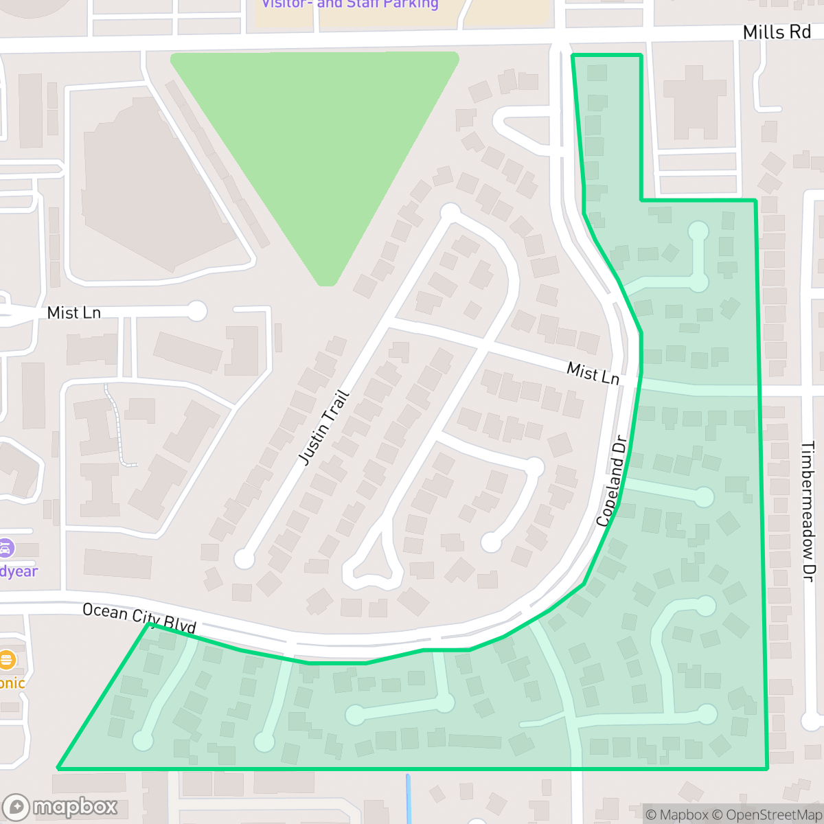 Map showing the location of Boardwalk, Houston, TX