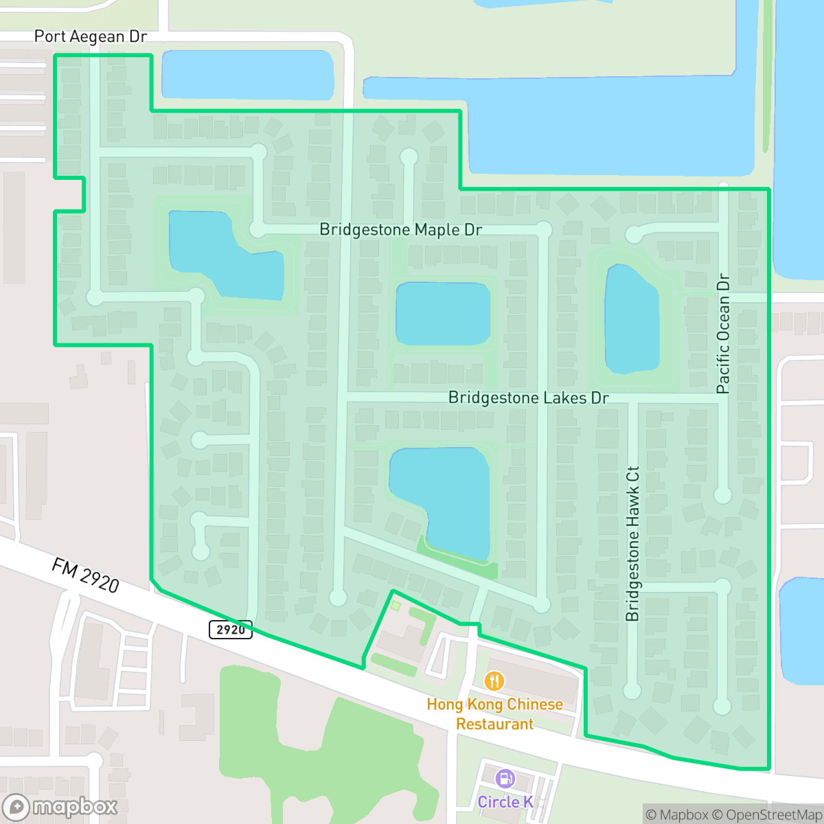 Map showing the location of Bridgestone Lakes, Houston, TX