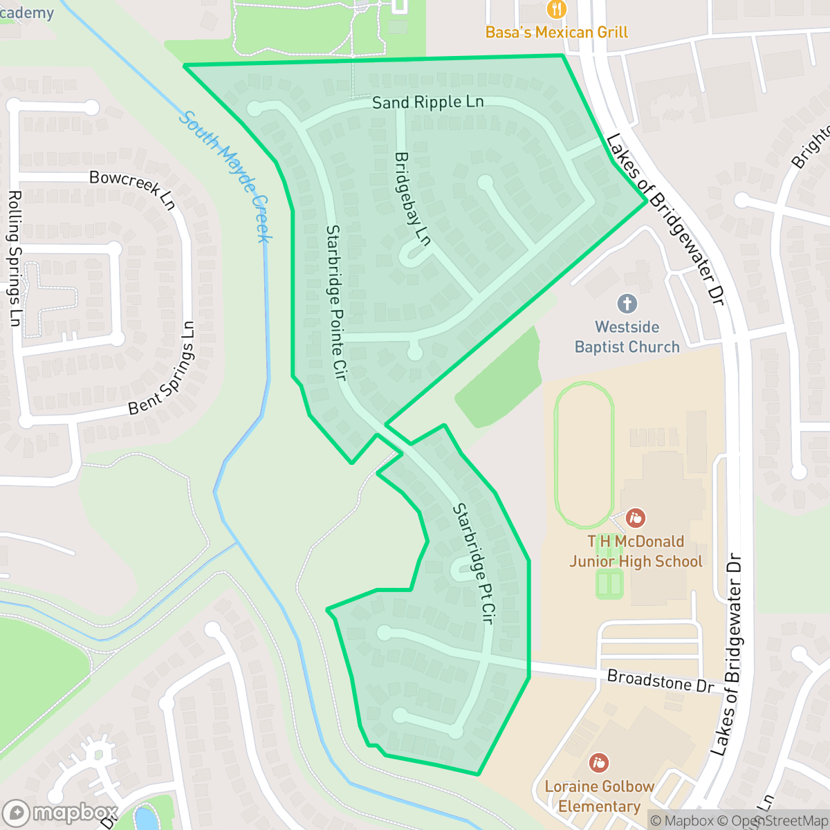 Map showing the location of Bridgewater Pointe, Houston, TX