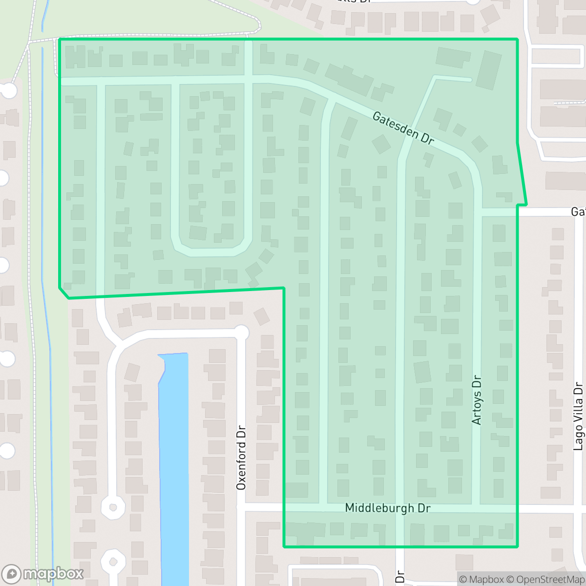 Map showing the location of Canterbury Forest, Houston, TX