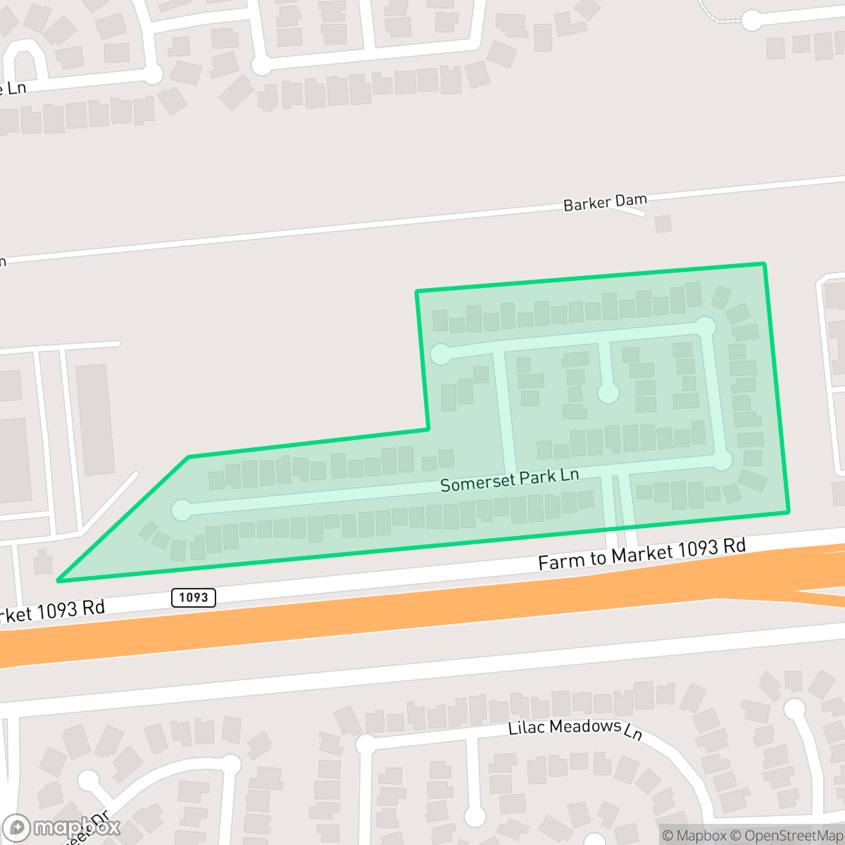 Map showing the location of Canterbury Village, Houston, TX