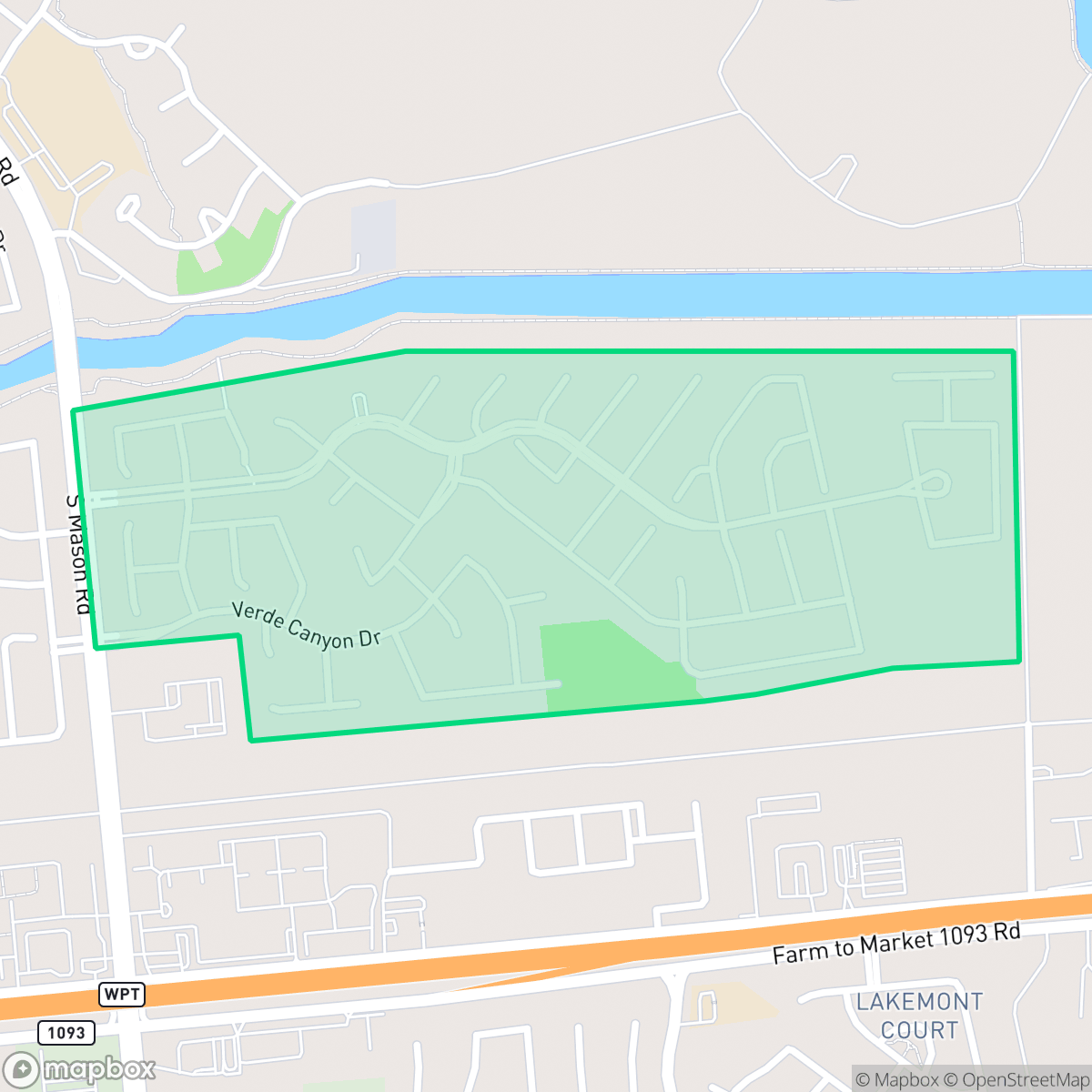 Map showing the location of Canyon Gate at Cinco Ranch, Houston, TX