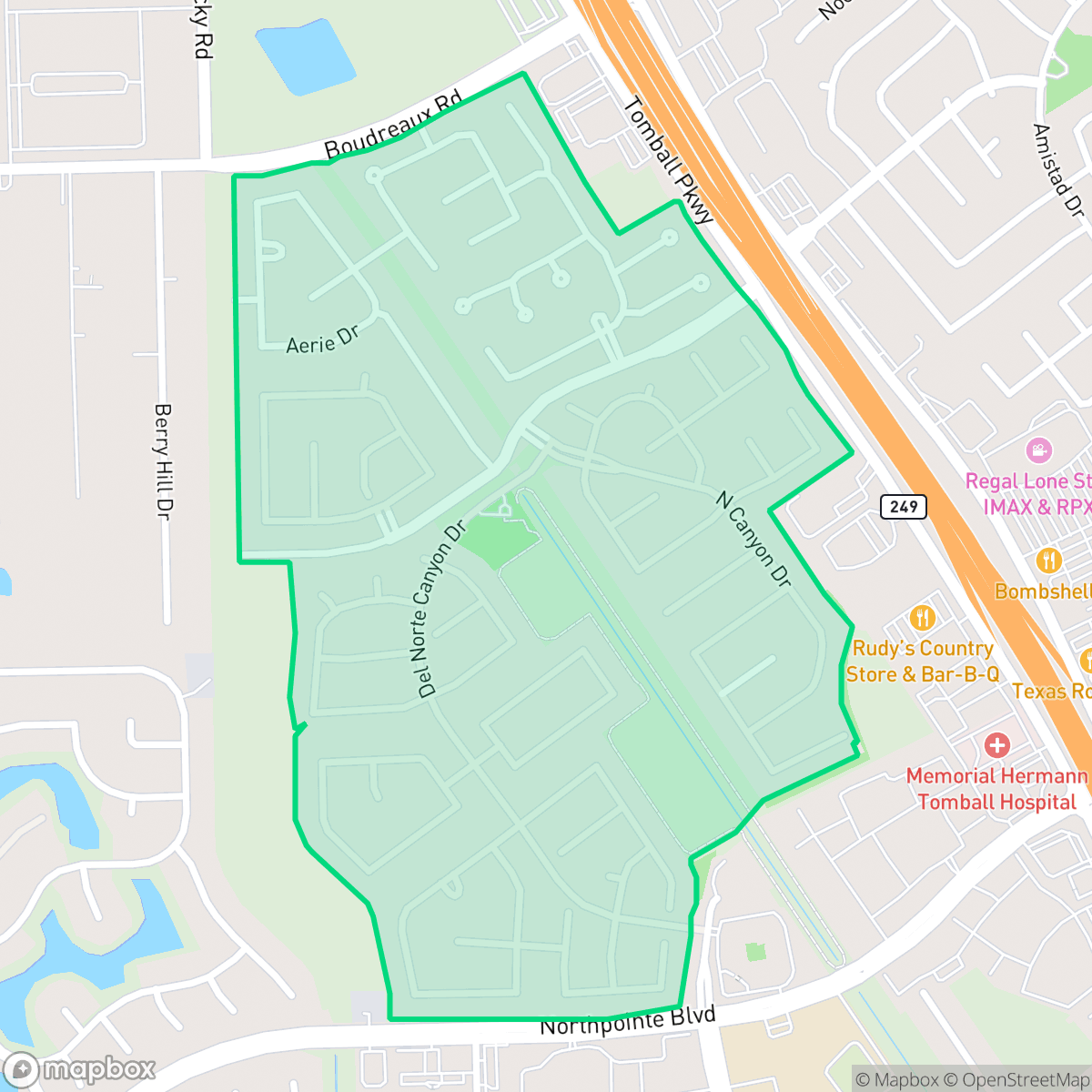 Map showing the location of Canyon Gate at Northpointe, Houston, TX