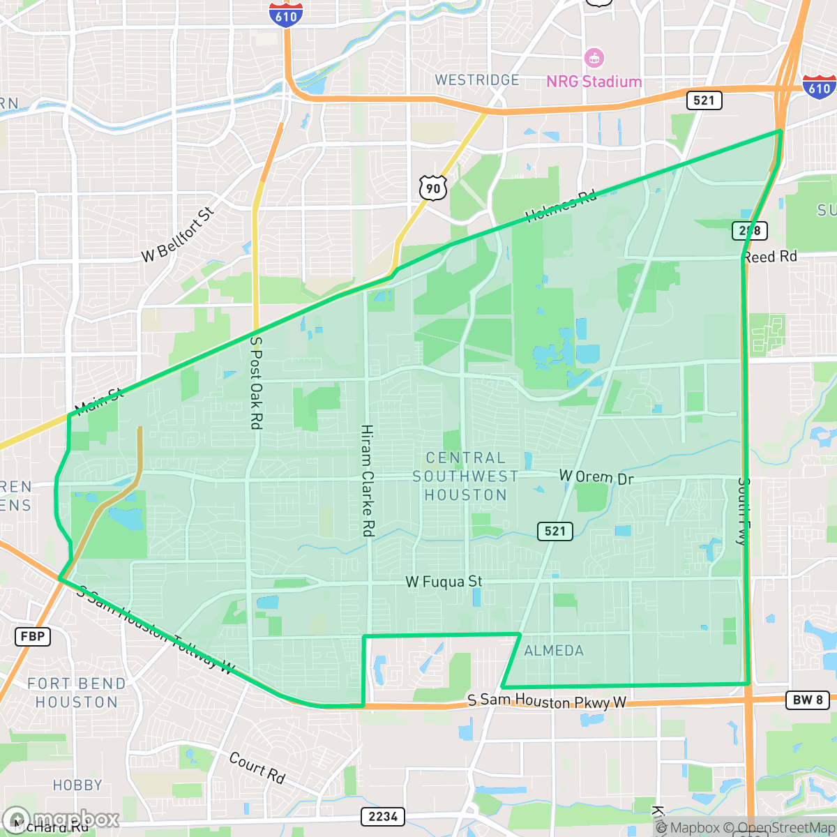 Map showing the location of Central Southwest, Houston, TX