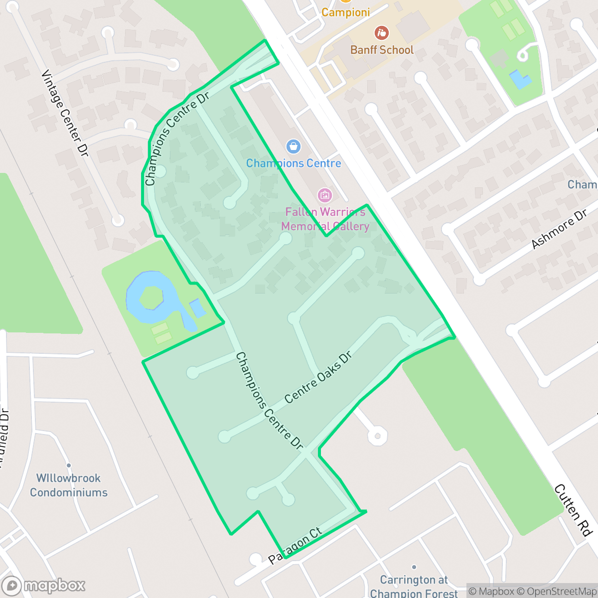 Map showing the location of Champions Centre Estates, Houston, TX