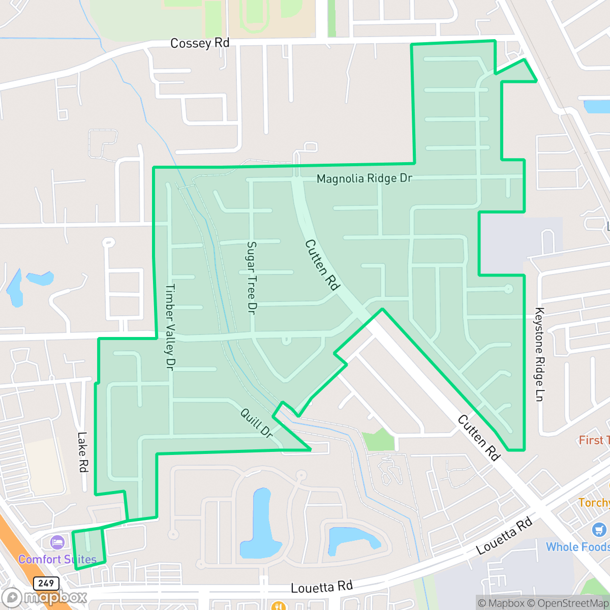 Map showing the location of Charterwood, Houston, TX