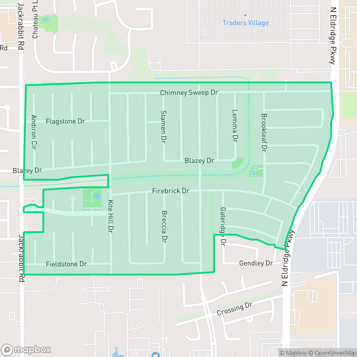 Map showing the location of Chimney Hill, Houston, TX