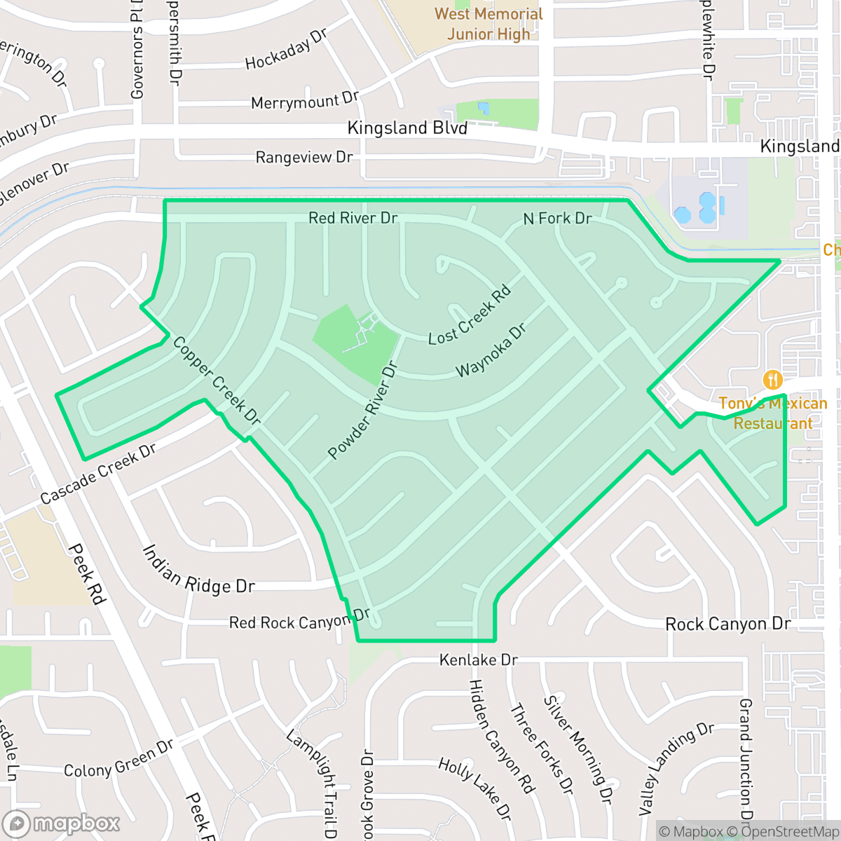 Map showing the location of Cimarron, Houston, TX