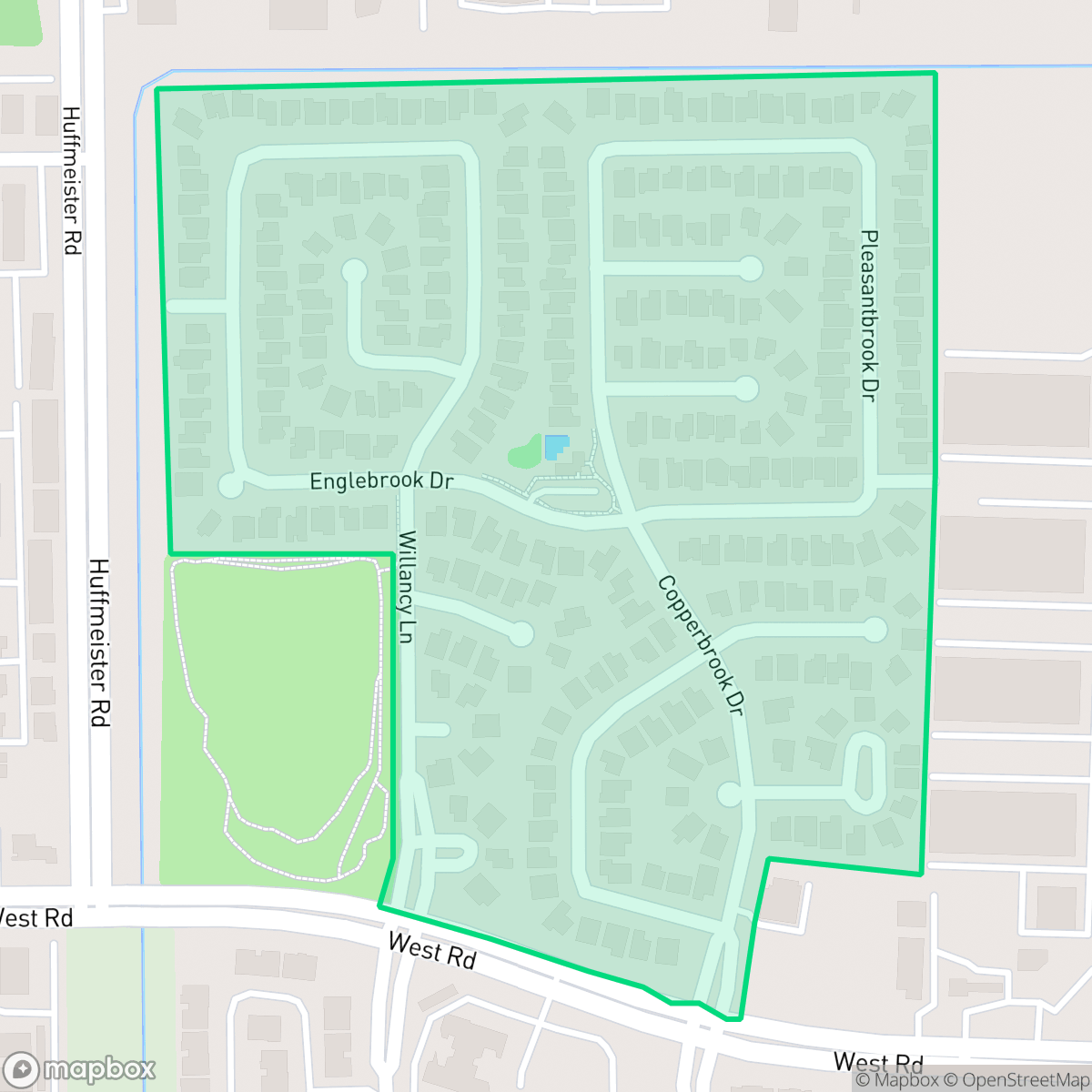 Map showing the location of Copperbrook, Houston, TX