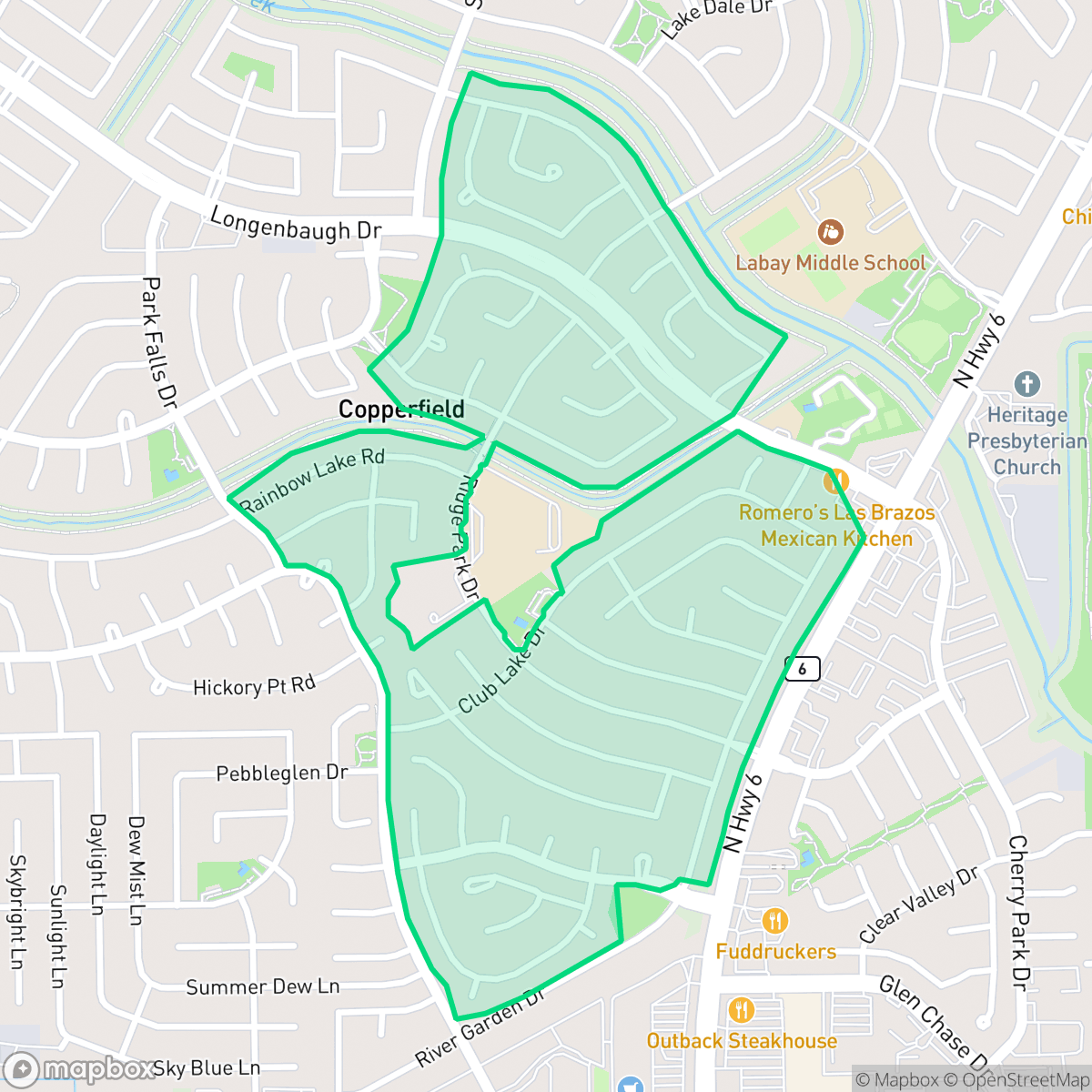 Map showing the location of Copperfield Southdown Village, Houston, TX