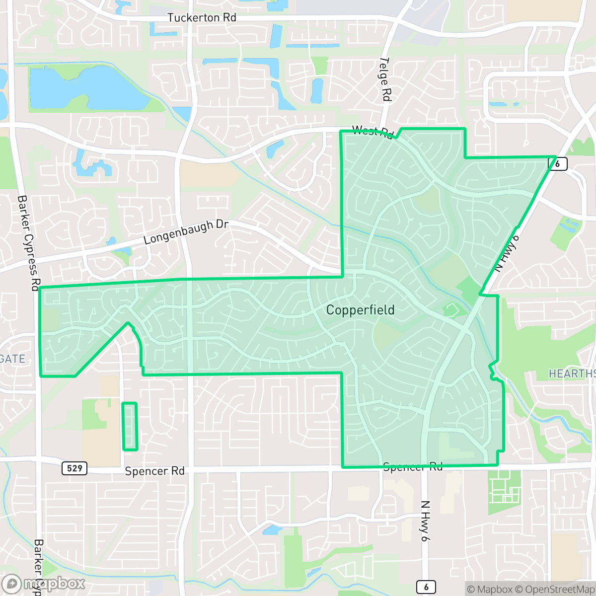 Map showing the location of Copperfield, Houston, TX
