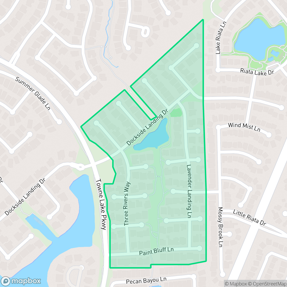 Map showing the location of Creekside, Houston, TX