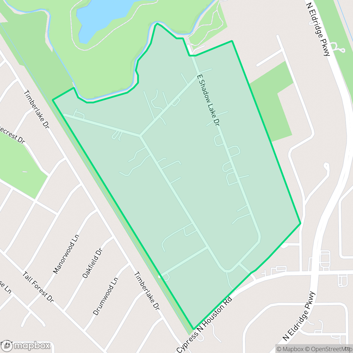 Map showing the location of Cypress Creek Estates, Houston, TX