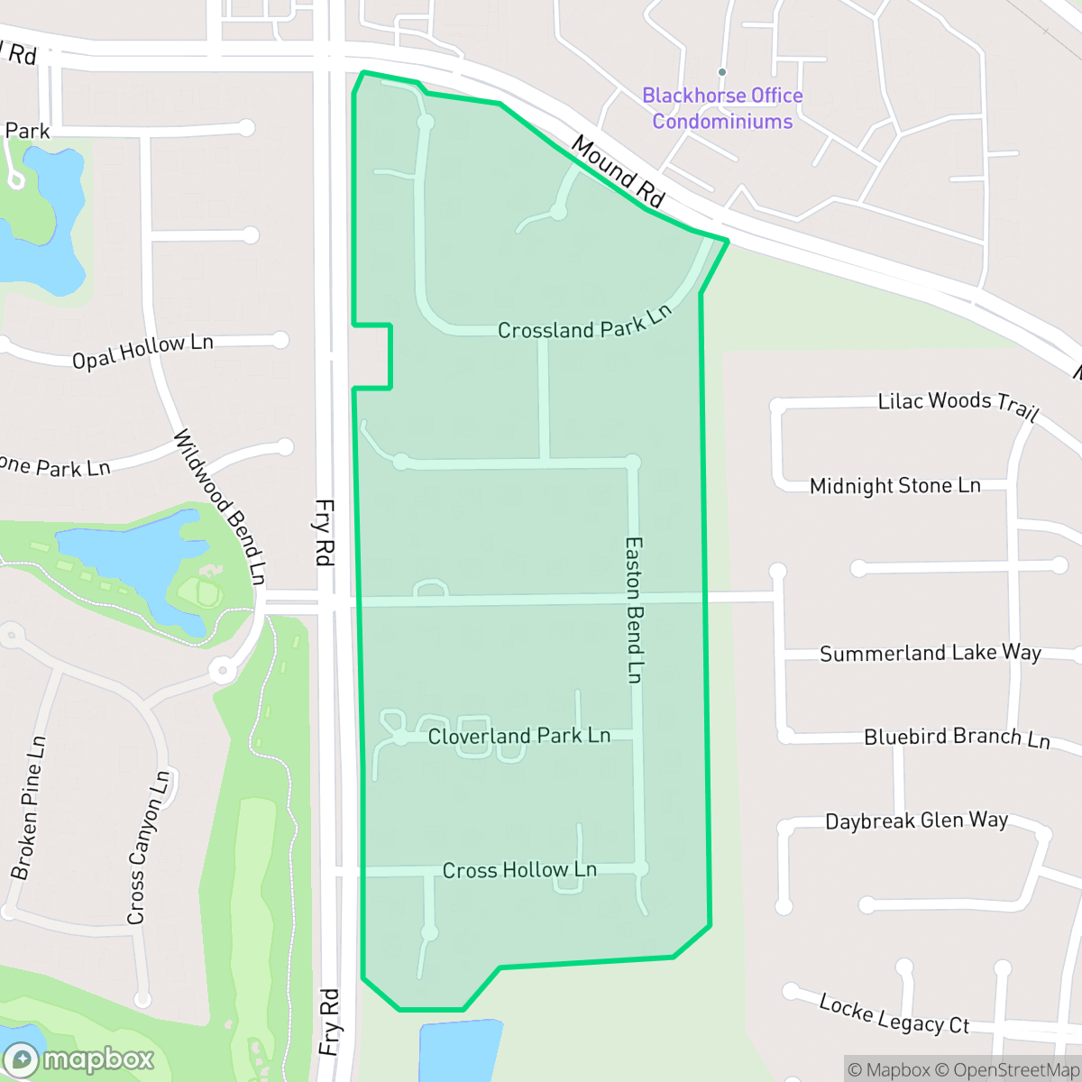 Map showing the location of Cypress Creek Ranch, Houston, TX