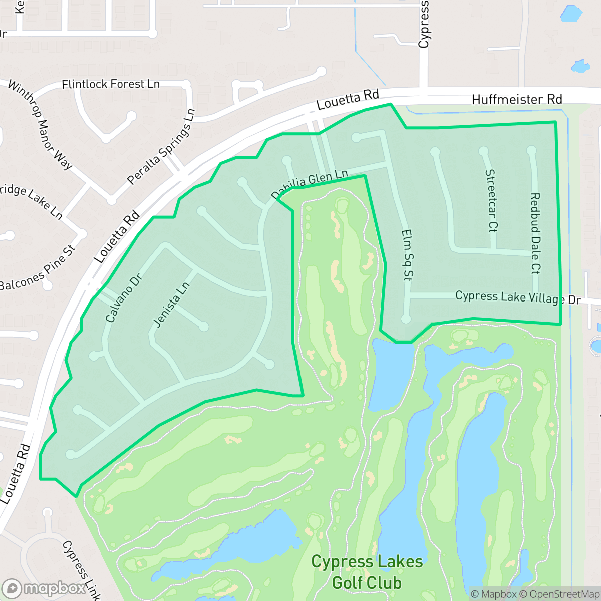 Map showing the location of Cypress Green, Houston, TX