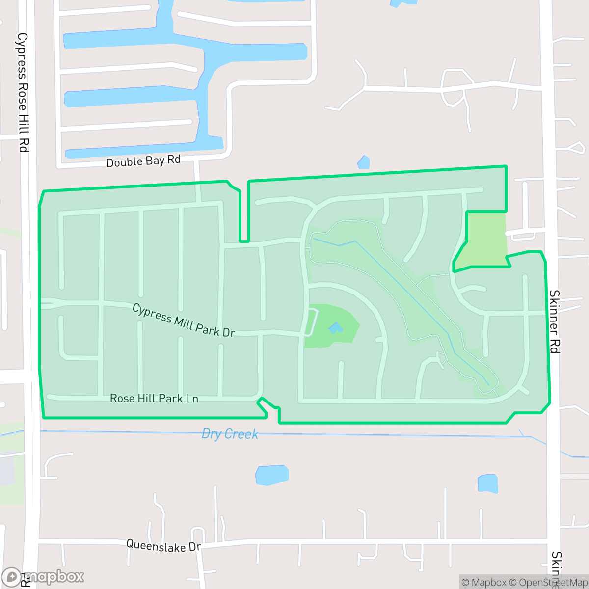 Map showing the location of Cypress Mill Park II, Houston, TX