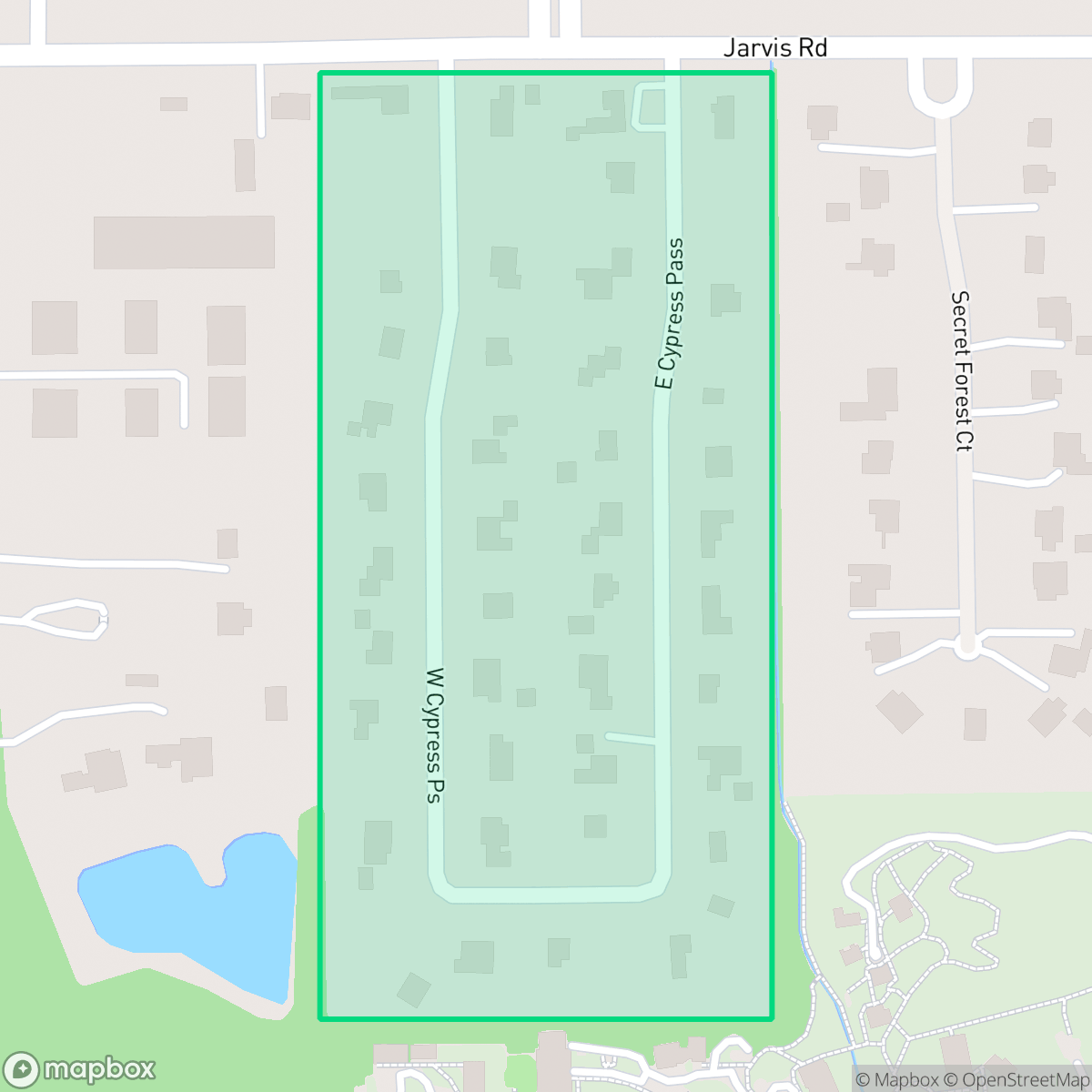 Map showing the location of Cypress Pass Estates, Houston, TX