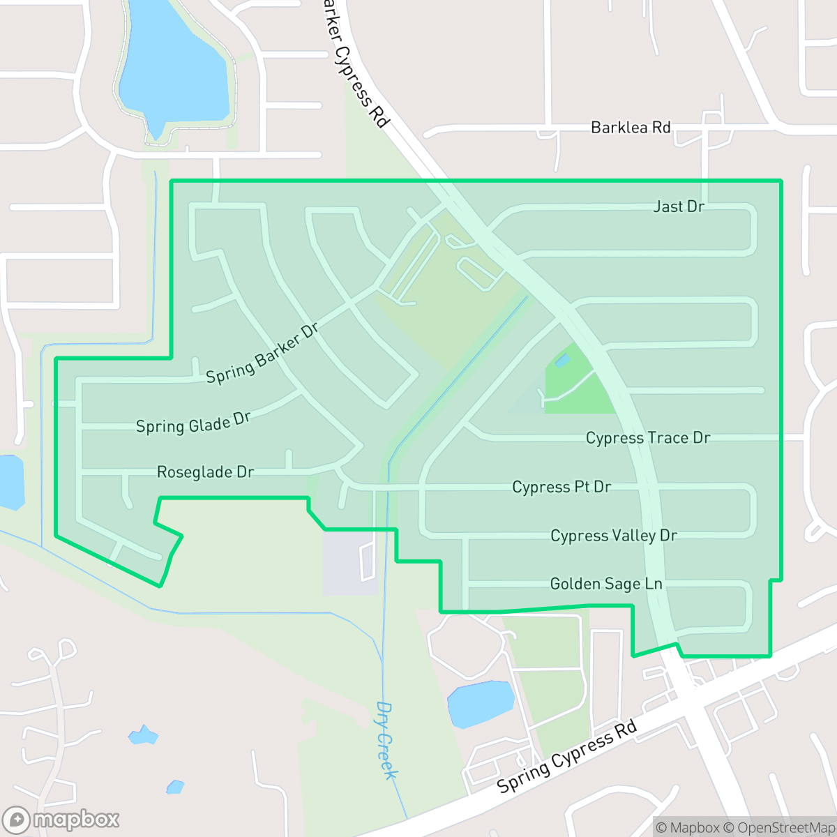 Map showing the location of Cypress Point, Houston, TX