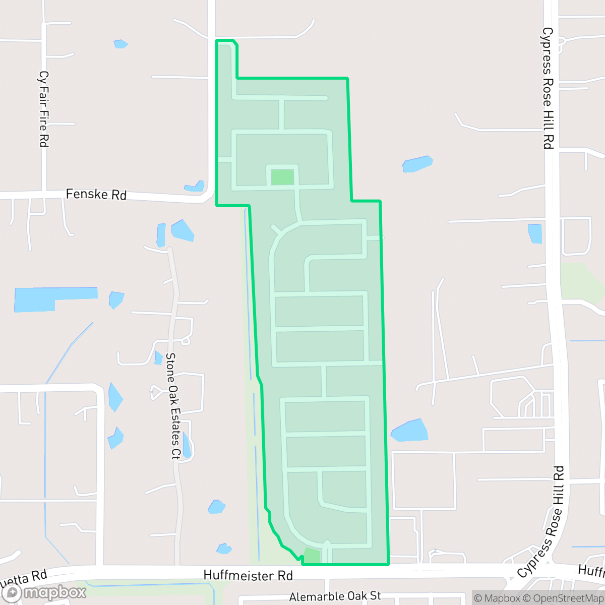 Map showing the location of Cypress Ridge, Houston, TX
