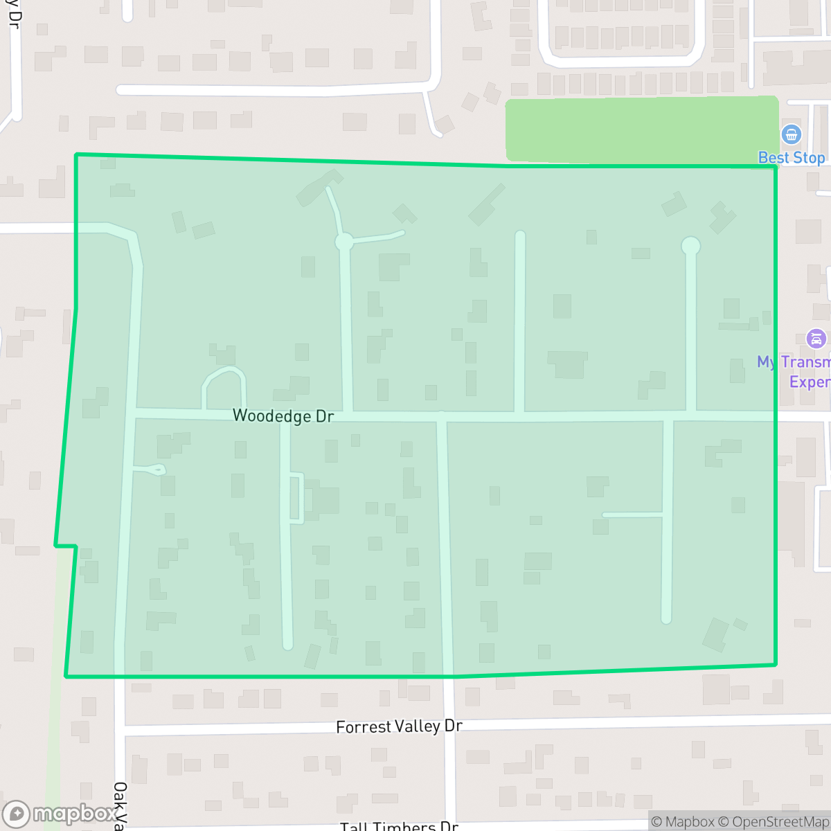 Map showing the location of Edgewood Estates, Houston, TX