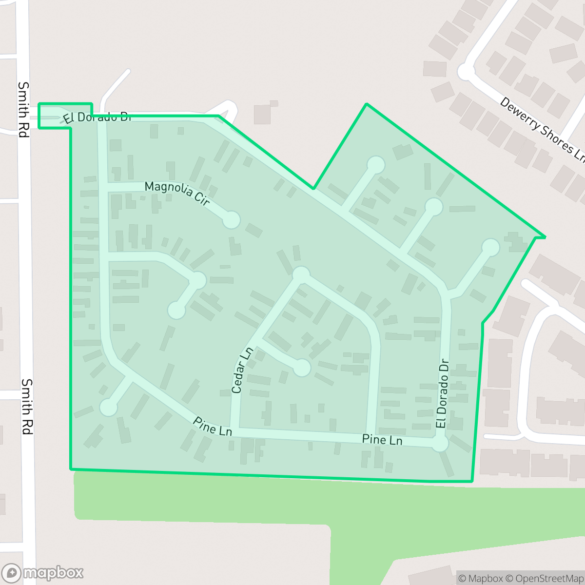 Map showing the location of El Dorado Mobile Home Park, Houston, TX