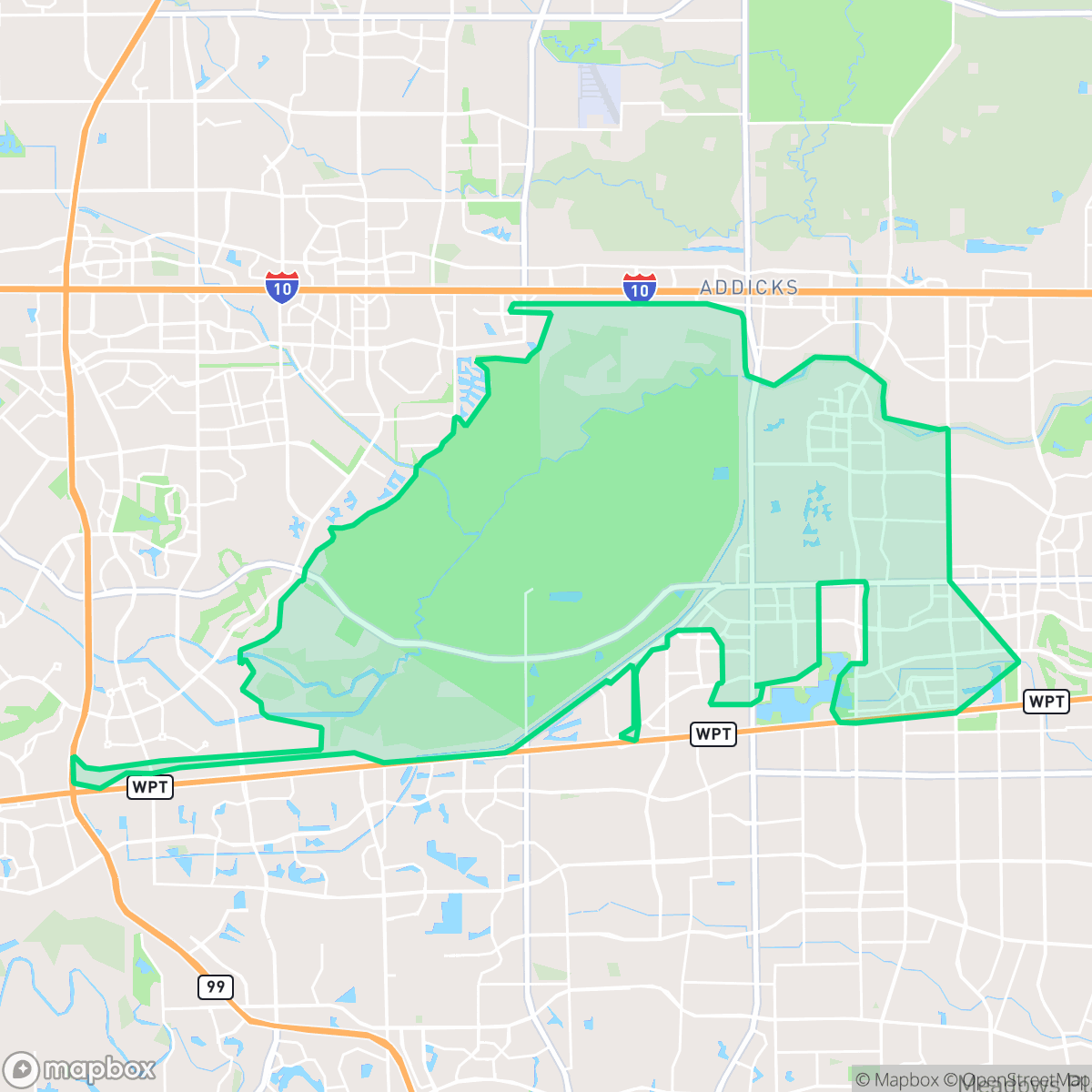 Map showing the location of Eldridge - West Oaks, Houston, TX